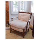 Wood Armchair with Neutral Cushions