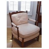 Wood Armchair with Neutral Cushions