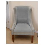 Blue Gray Accent Chair with Gold Piping