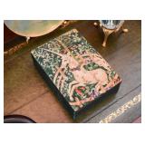 Needlepoint & Fabric Covered Unicorn Trinket Box 