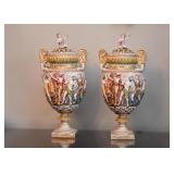 Pair of Porcelain Covered Urns