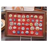 Framed Display of Vintage Political Buttons