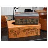 Tissue Box, Hand Painted Folk Art Wooden Box