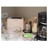 Toaster, Coffee Grinder, Chopper, Glass Mixing Bowls, Etc.