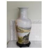 Large Hand Painted Porcelain Urn / Vase