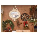 Metal Frame Wall Mirror, Stained Glass, Christmas Decor