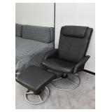 Contemporary Black Lounge Chair with Ottoman