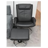 Contemporary Black Lounge Chair with Ottoman