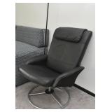 Contemporary Black Lounge Chair with Ottoman