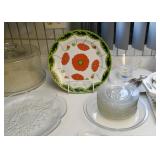 Glass Plates & Platters, Floral Plate, Cake Dome