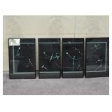 4-Panel Framed Abstract Artwork