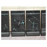 4-Panel Framed Abstract Artwork