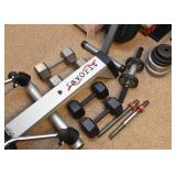 Rowing Machine, Dumbbells, Weights