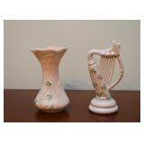 Belleek Vase & Harp Figurine