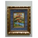 Framed Enamel Painting 