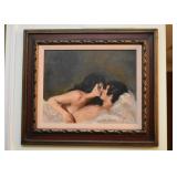Framed Lovers Painting, Signed