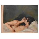 Framed Lovers Painting, Signed
