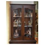 Wood Display Cabinet with 2 Drawers & Glass Shelves