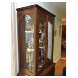 Wood Display Cabinet with 2 Drawers & Glass Shelves