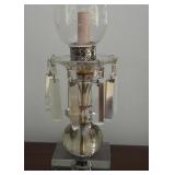 Pair of Hurricane Lamps with Crystals