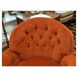 Pair of Orange Tufted Armchairs