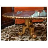 Vintage Oval Cocktail / Coffee Table (Stone Top & Gold Base)