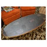 Vintage Oval Cocktail / Coffee Table (Stone Top & Gold Base)
