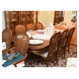 Stunning Dining Table with 8 Cane Back Chairs (& extension leaves)
