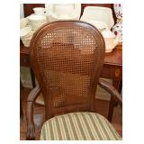 Stunning Dining Table with 8 Cane Back Chairs (& extension leaves)