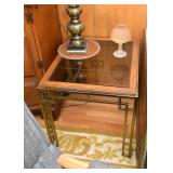 Vintage End Table with Brass Base & Glass Top