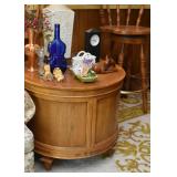 Vintage Round End Table with Storage