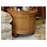 Vintage Round End Table with Storage