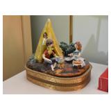 Adorable Vintage Table Lamp with Pottery Figures