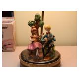 Adorable Vintage Table Lamp with Pottery Figures