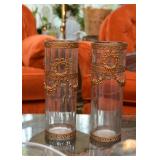 Slender Glass Vases with Metal Overlay
