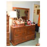 Lowboy Chest of Drawers with Mirror & Brass Pulls