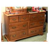 Lowboy Chest of Drawers with Mirror & Brass Pulls