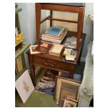 End Table with Drawer, Picture Frames, Booklets, Etc.