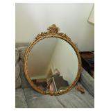 Round Gold Tone Wall Mirror