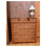 Antique Oak Chest of Drawers (Leaf / Branch Detail on Drawers)