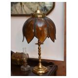 Brass Table Lamp with Glass Shade