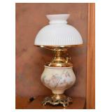 Hurricane Table Lamp with Milk Glass Shade