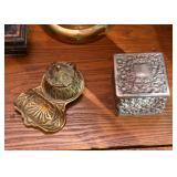 Brass Inkwell, Metalware Trinket Box