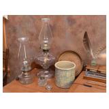 Oil Lamps, Spongeware Crock, Ink Bottles
