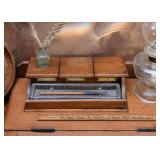 Antique Oak Inkwell / Desk Accessory