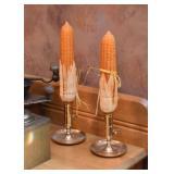 Candlesticks with Corn Cob Candles