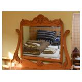 Antique Oak Chest of Drawers with Mirror (Serpentine Top Drawers)