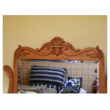 Antique Oak Chest of Drawers with Mirror (Serpentine Top Drawers)