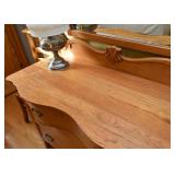 Antique Oak Chest of Drawers with Mirror (Serpentine Top Drawers)