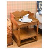 Antique Washstand with Enamelware Pitcher & Bowl